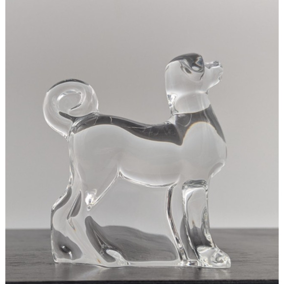 Baccarat Crystal Akita Dog Puppy Zodiac 1994 Figurine Paperweight France 4.5" - Picture 6 of 13
